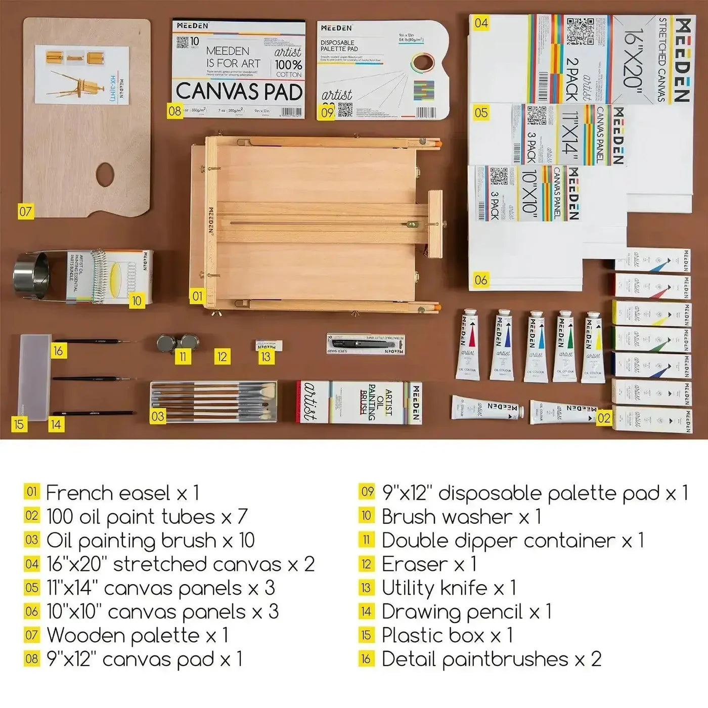MEEDEN Artist Oil Painting Set, 7x100ml/3.38oz
