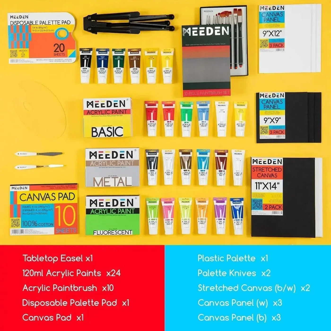 MEEDEN Acrylic Painting Set with Art Accessories, 24 Colors