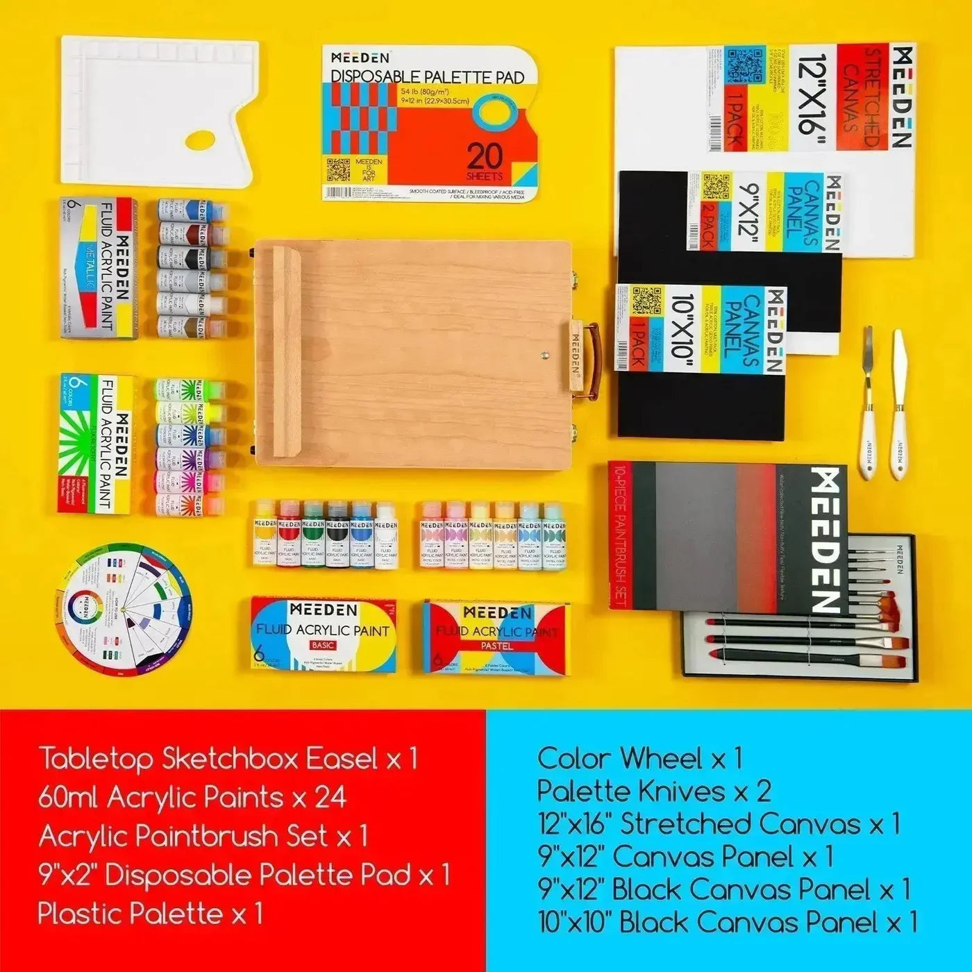 MEEDEN Acrylic Painting Set with Fluid Paint 33 pieces