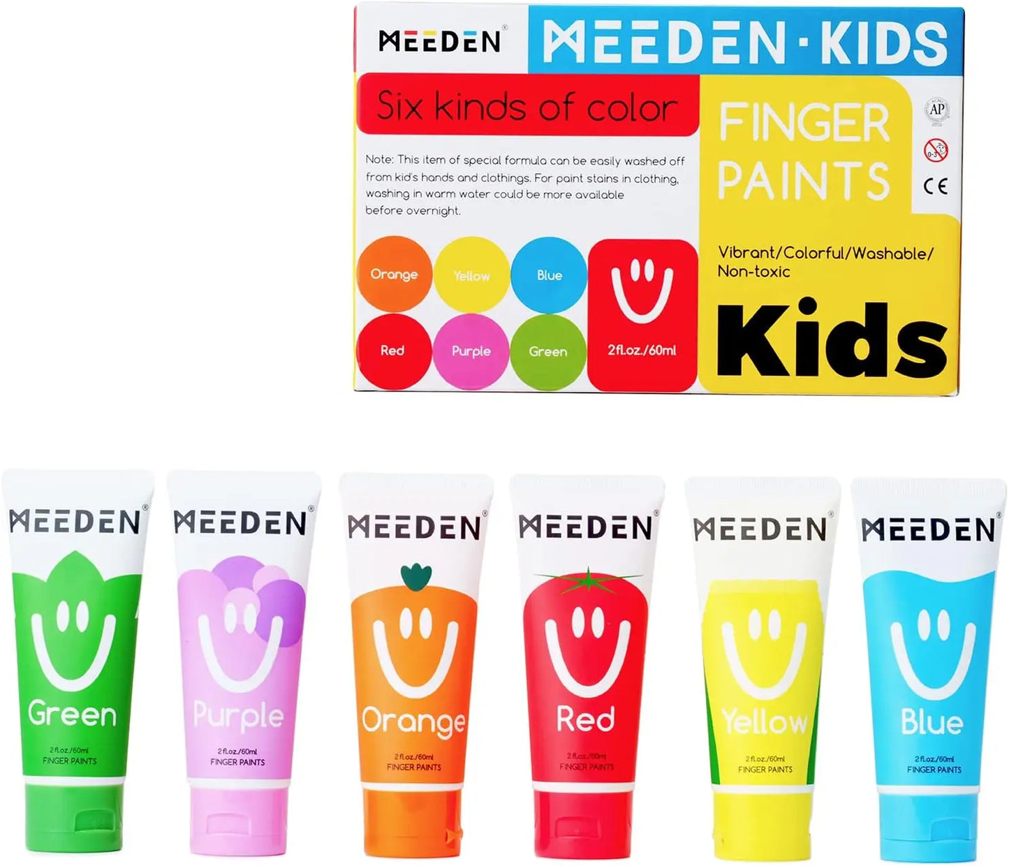 MEEDEN Finger Paints for Kids Baby 3+ Age 2 fl.oz 6 Colors