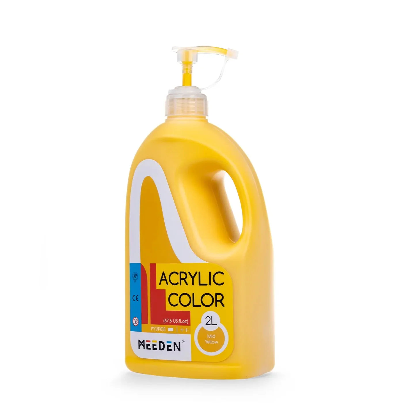 MEEDEN Mid Yellow Acrylic Paint with Pump Lid, 1/2 Gallon / 2L / 67.6 oz
