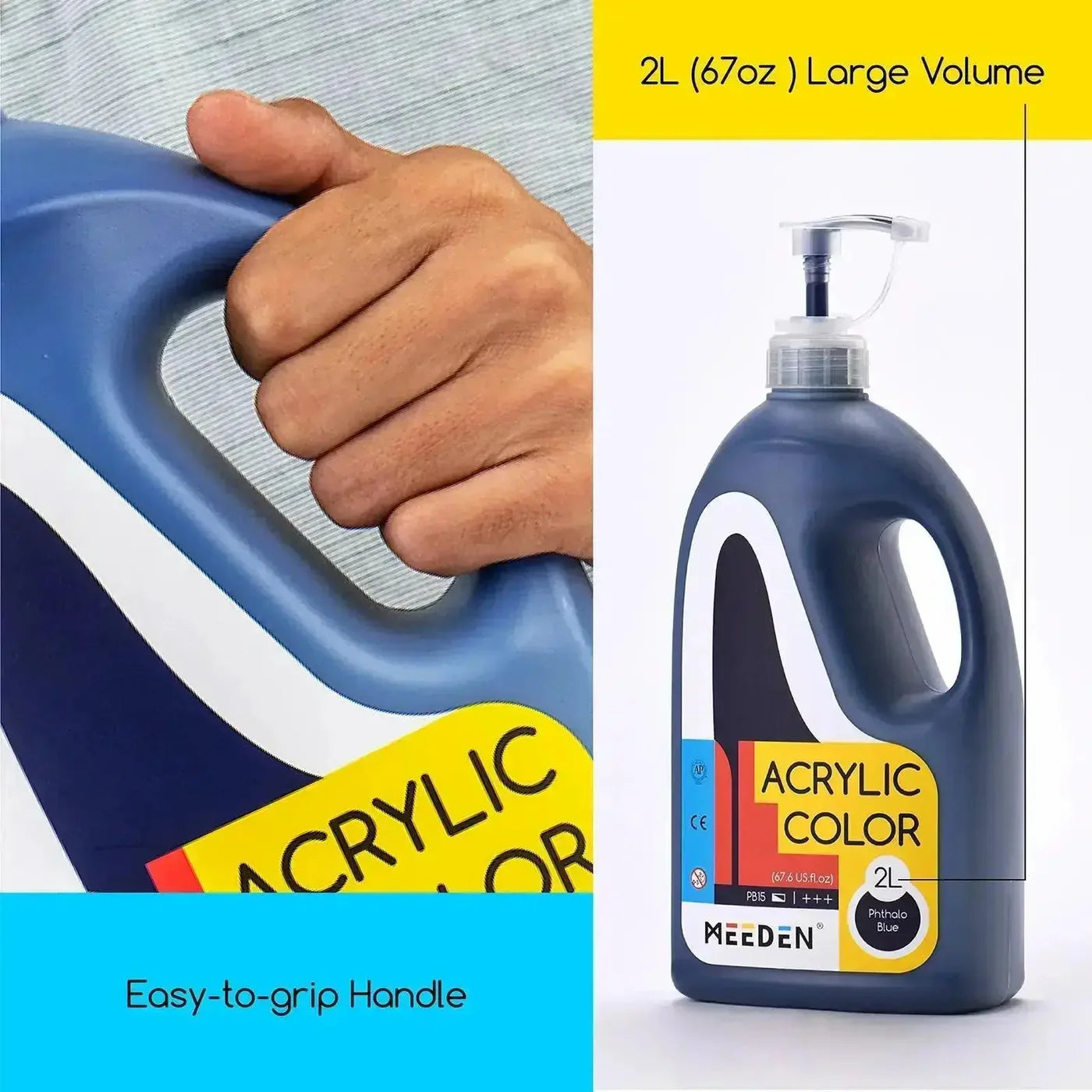 MEEDEN Acrylic Paint with Pump Lid, 1/2 Gallon / 2L / 67.6 oz