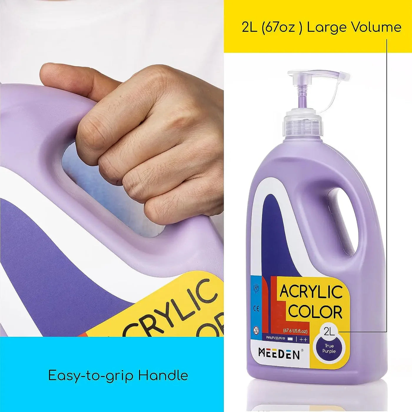 MEEDEN True Purple Acrylic Paint with Pump Lid, 1/2 Gallon / 2L / 67.6 oz