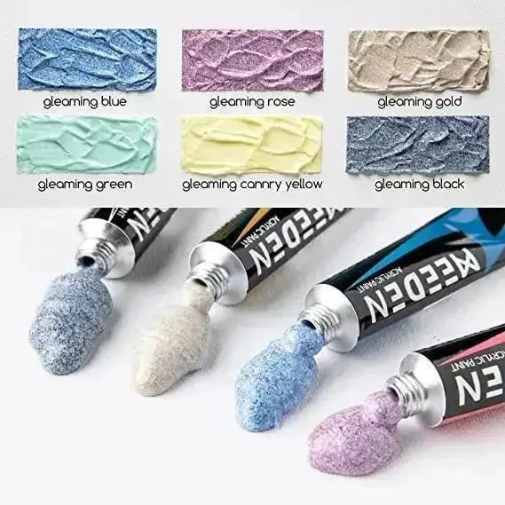 MEEDEN Gleaming Acrylic Paint Set, 6 Tubes, 22 ml / 0.74 oz