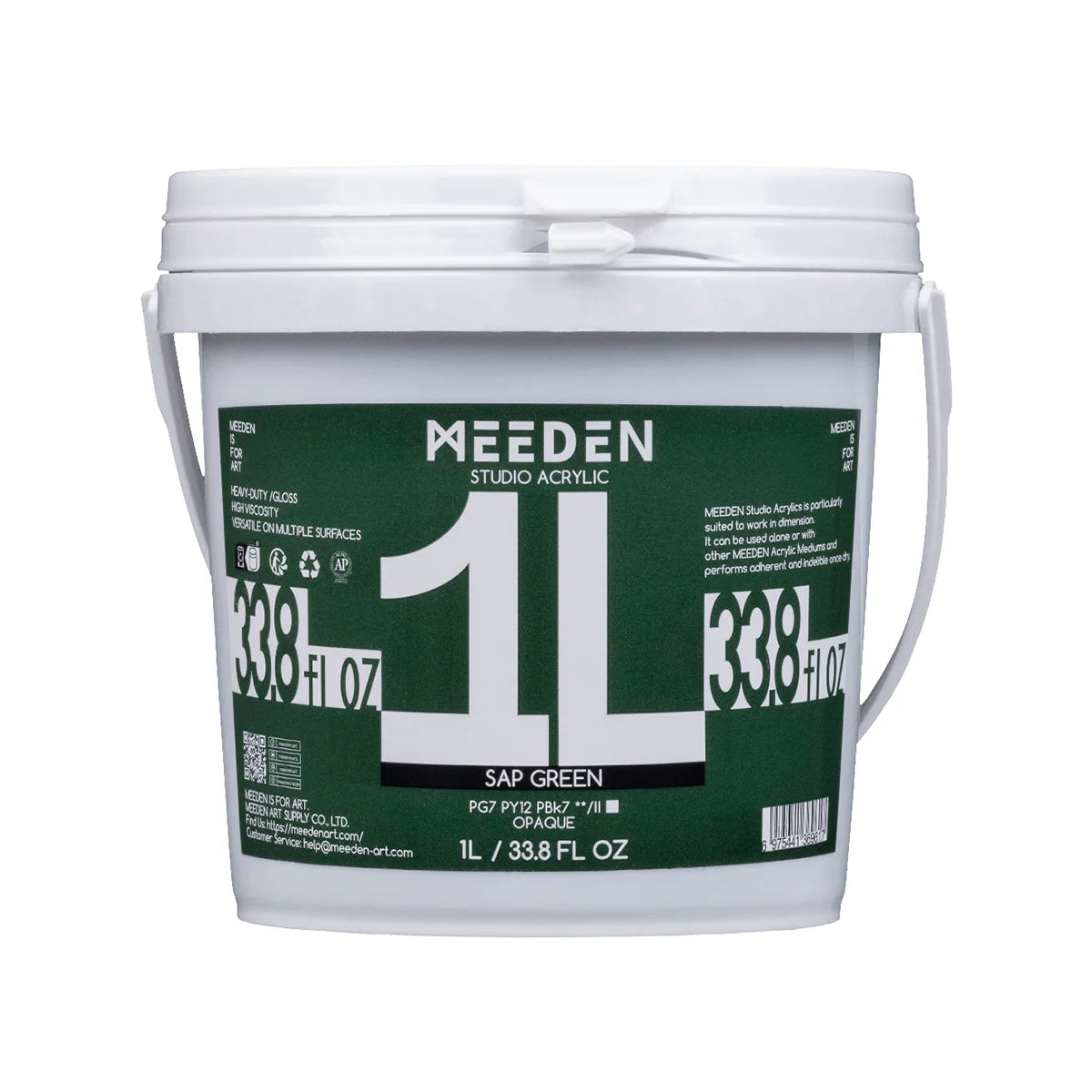 MEEDEN Studio Acrylic Paint-Chrome Green Hue, 1L / 33.8 oz