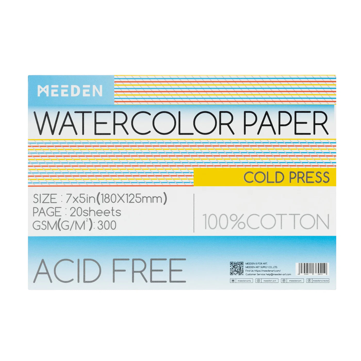 MEEDEN Watercolor Paper Pad 20 Sheets Cold Pressed