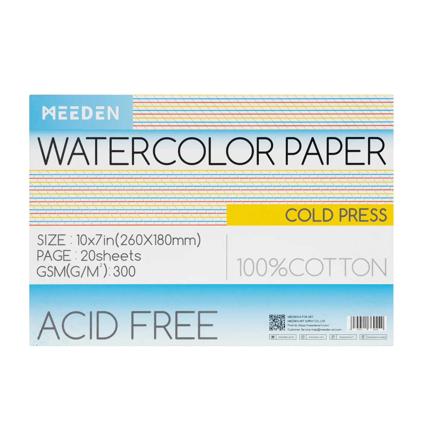 MEEDEN Watercolor Paper Pad 20 Sheets Cold Pressed