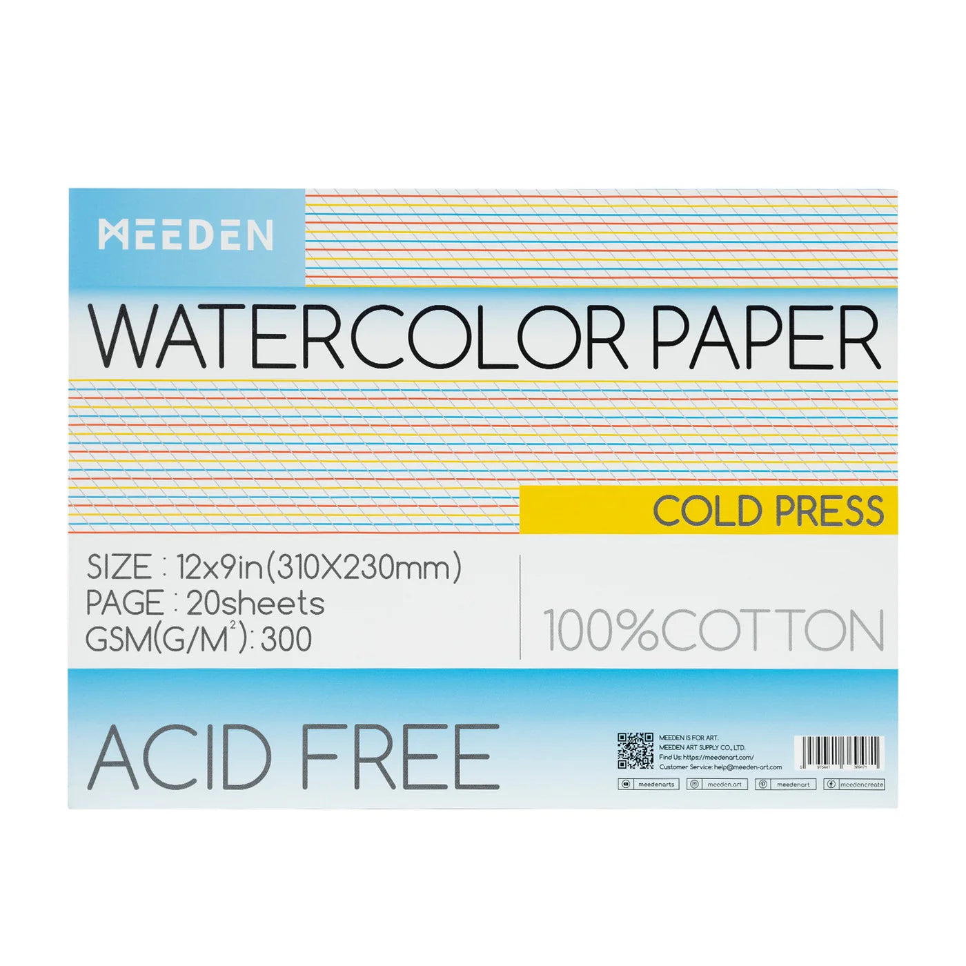 MEEDEN Watercolor Paper Pad 20 Sheets Cold Pressed