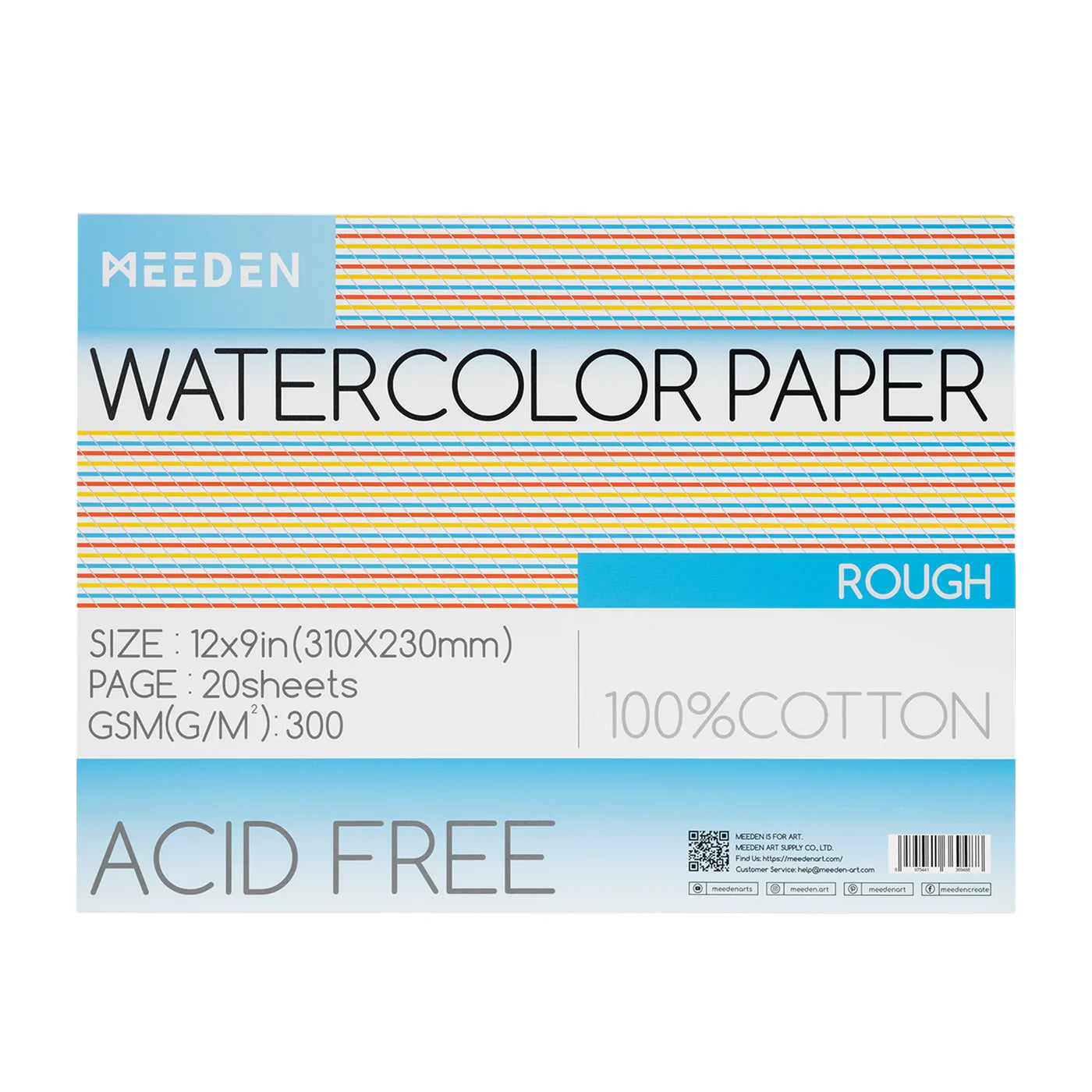 MEEDEN Watercolor Paper Pad 20 Sheets Rough