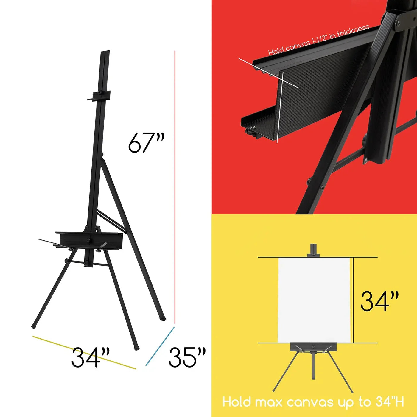 MEEDEN Large Studio Single Mast Metal Easel-ES-6026