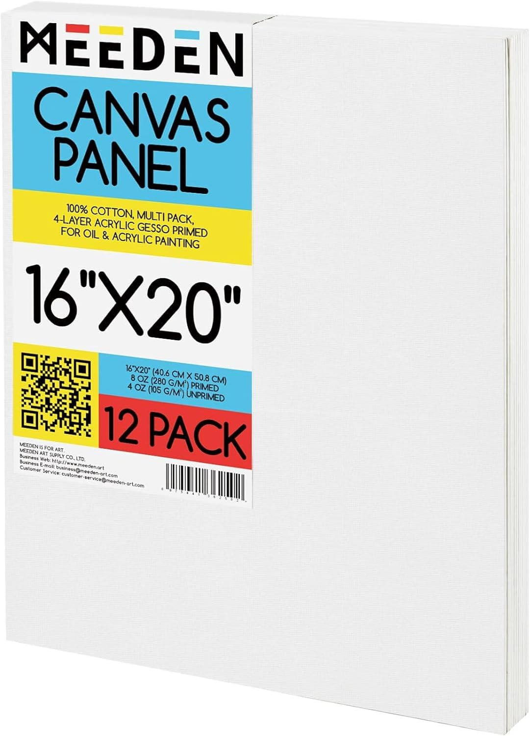 Meeden Canvas Panel 100% Cotton Canvas Gesso Primed Acid Free