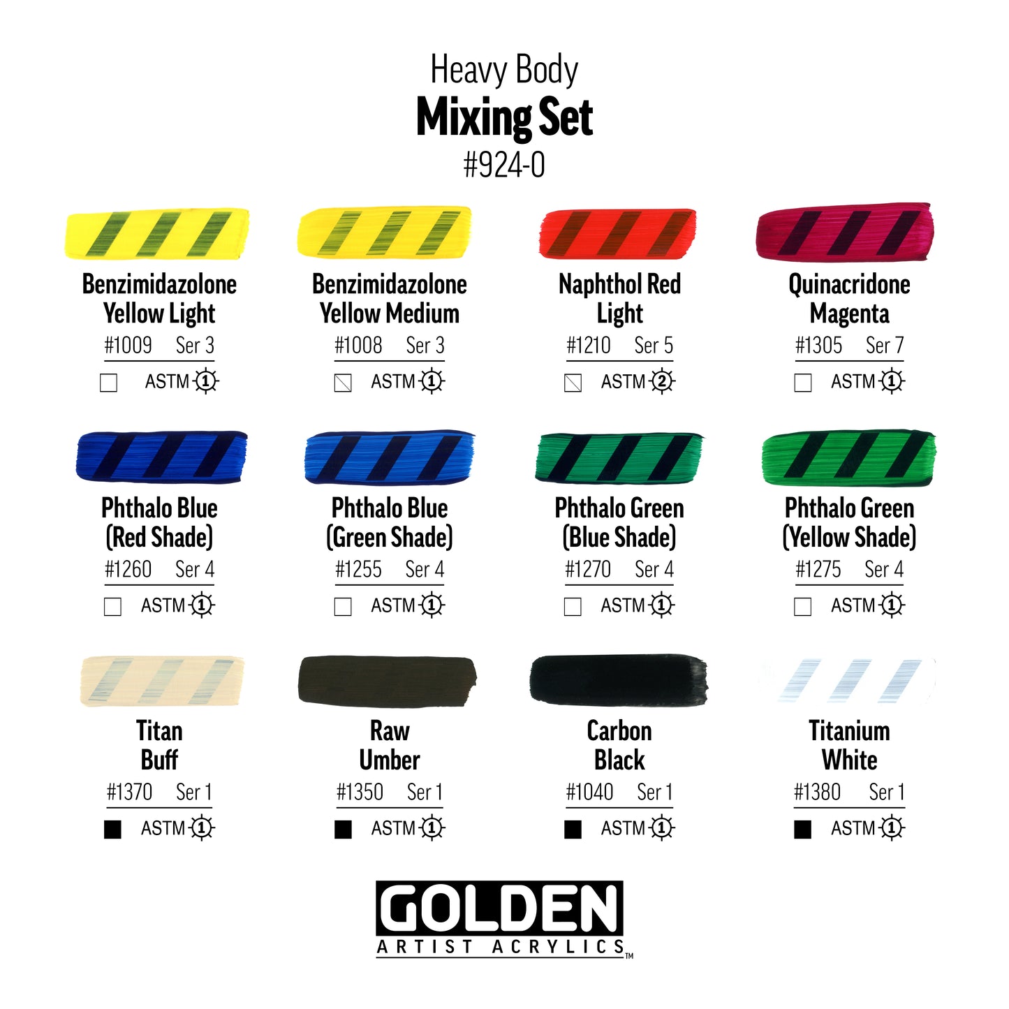 GOLDEN ACRYLIC PAINT Heavy Body Mixing Set