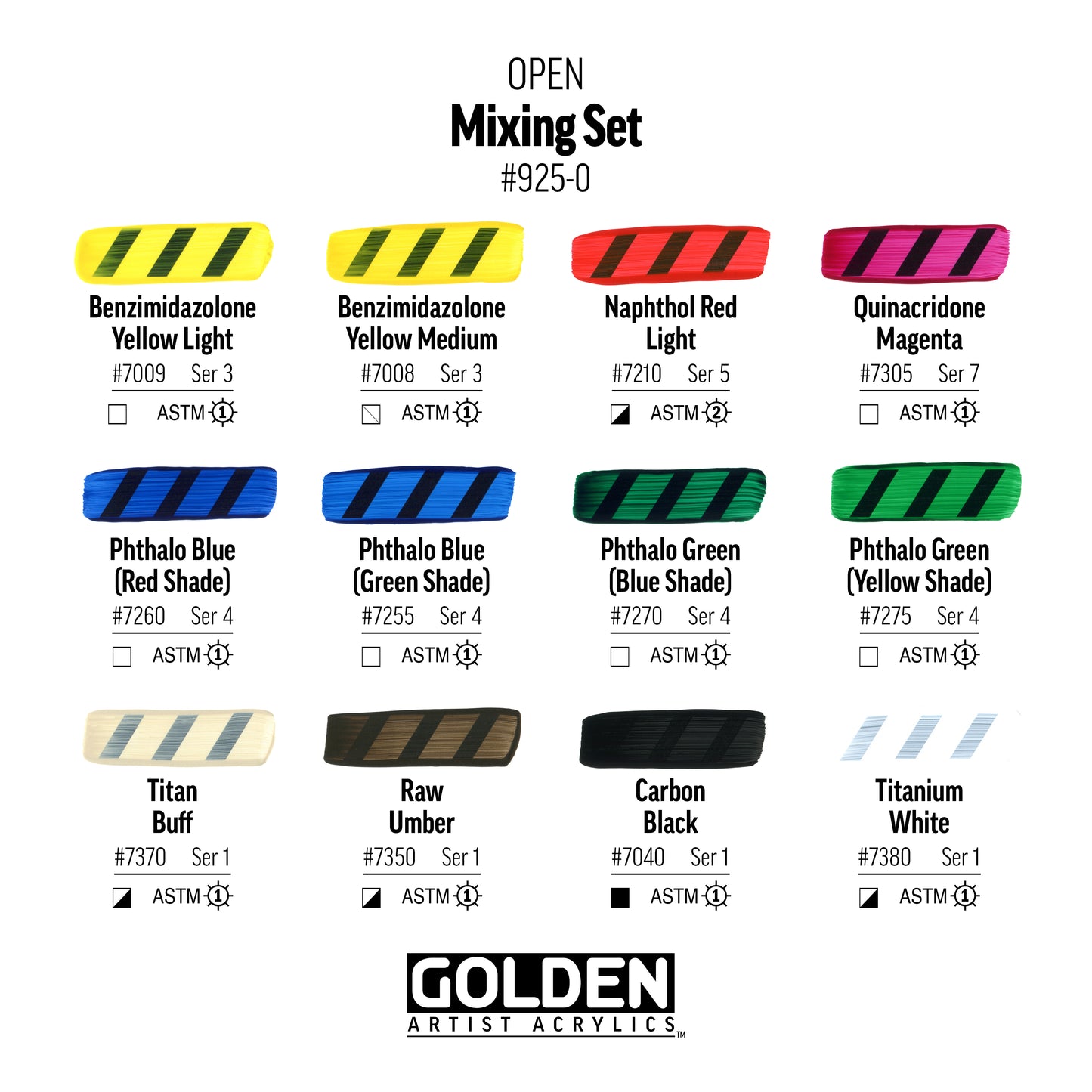 GOLDEN ACRYLIC PAINT OPEN Mixing Set