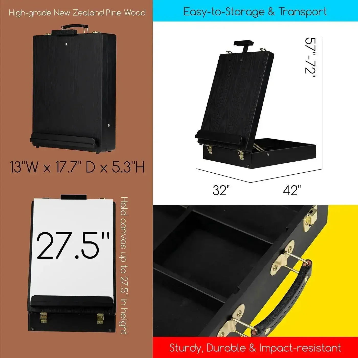 MEEDEN Artist Acrylic Painting Set with Black Tabletop Easel Box