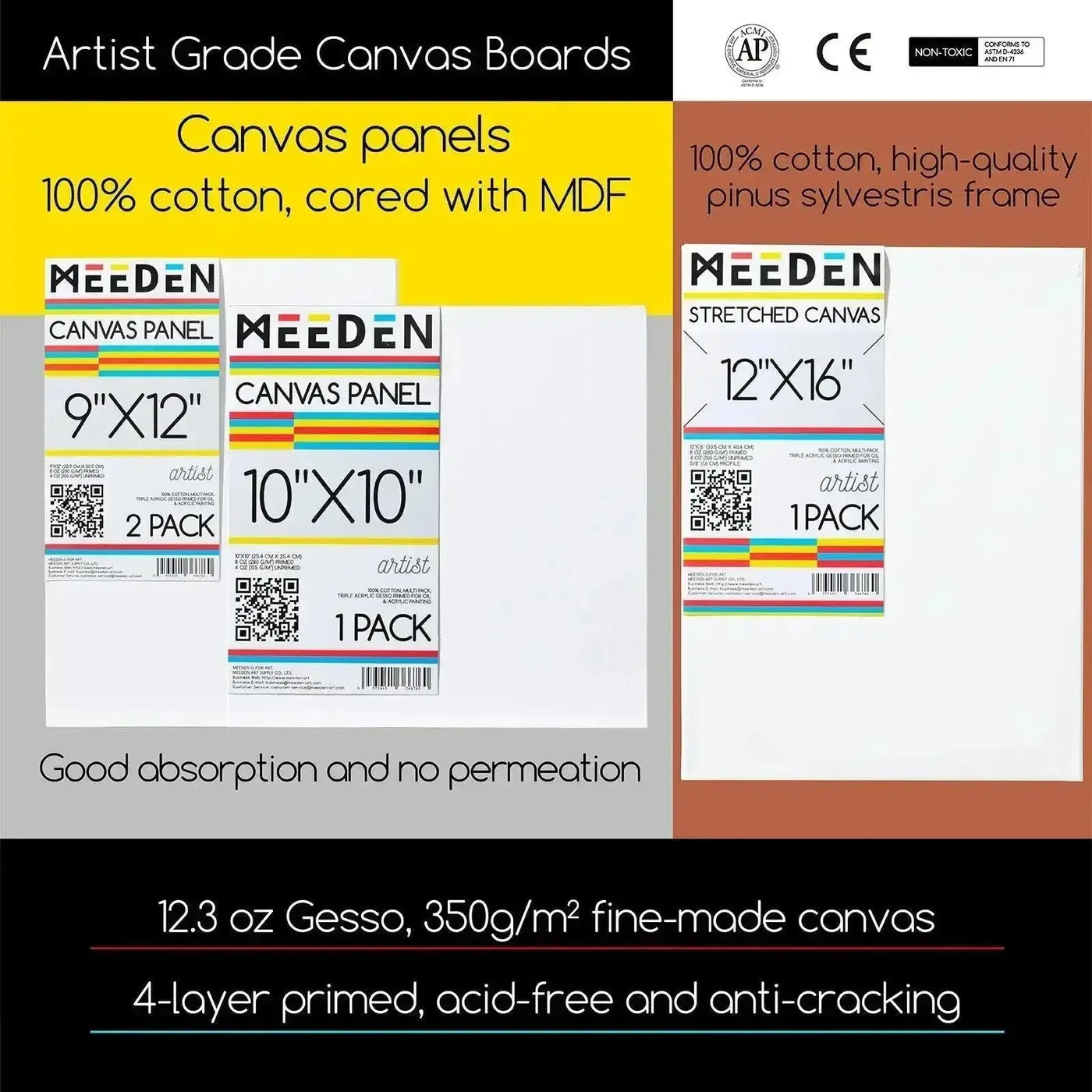MEEDEN Artist Acrylic Painting Set with Black Tabletop Easel Box