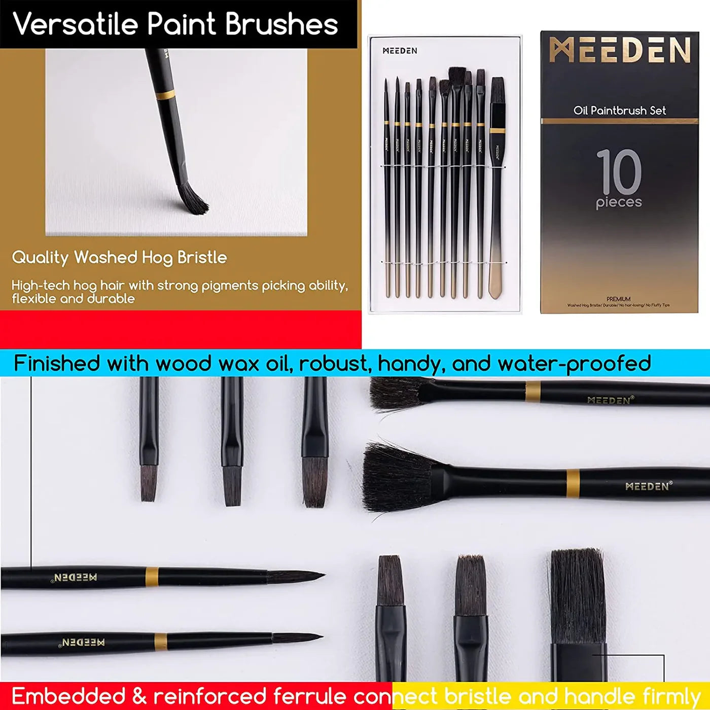 MEEDEN 44 Pcs Oil Painting Set with Tabletop Easel, 24 x 12ml Oil Paint