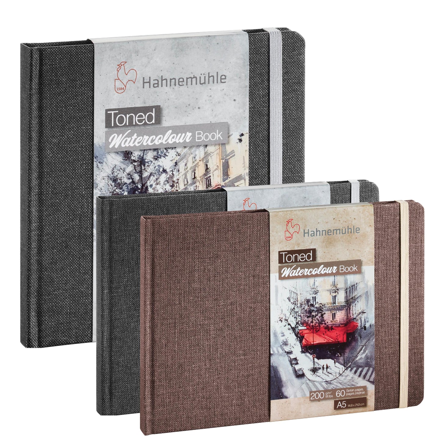 HAHNEMUHLE Toned Watercolour Book 200 gsm fine grained surface 60 Pages - grey and beige