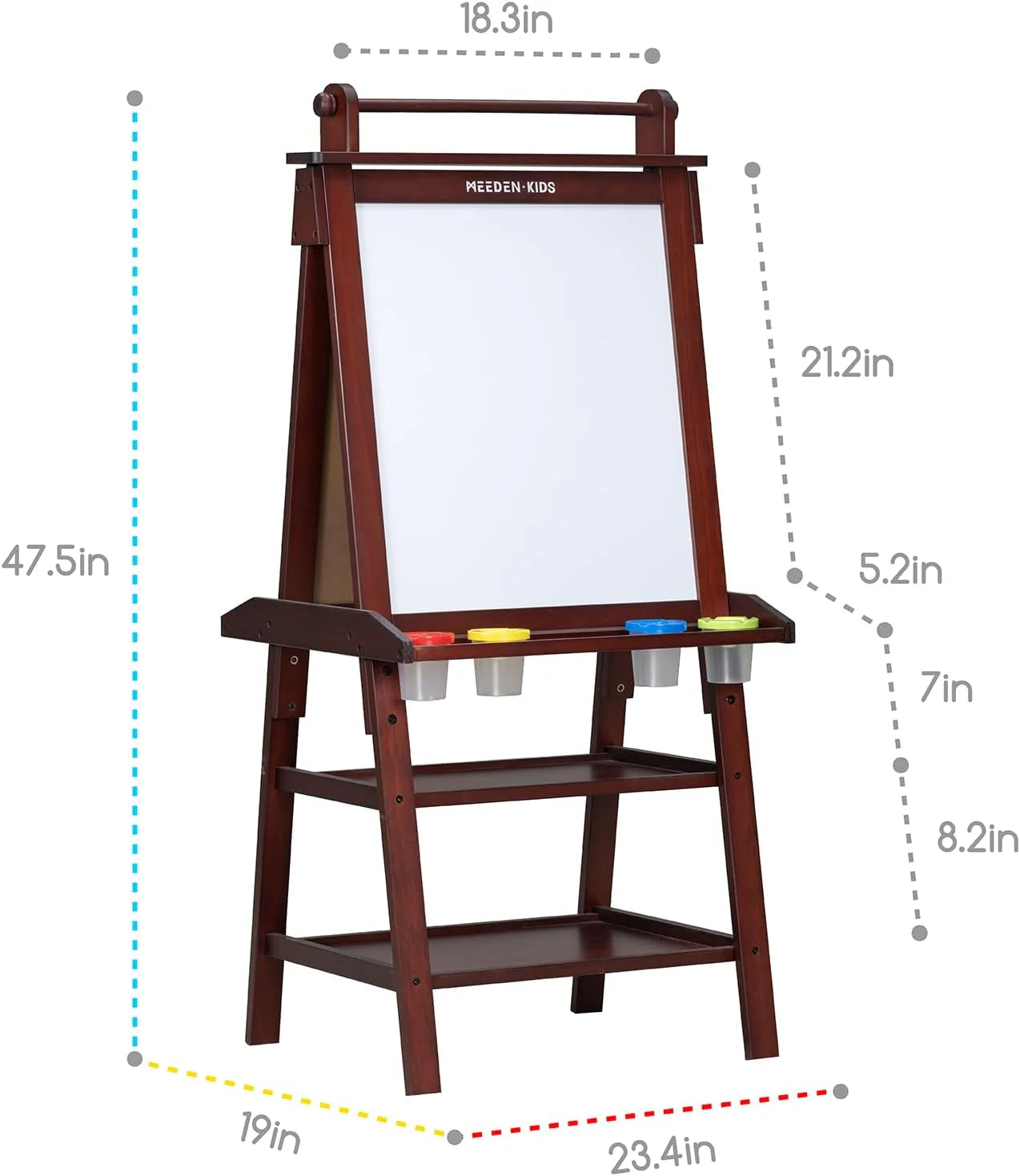 MEEDEN Solid Pine Wood Double-Sided Kids Art Easel -Walnut