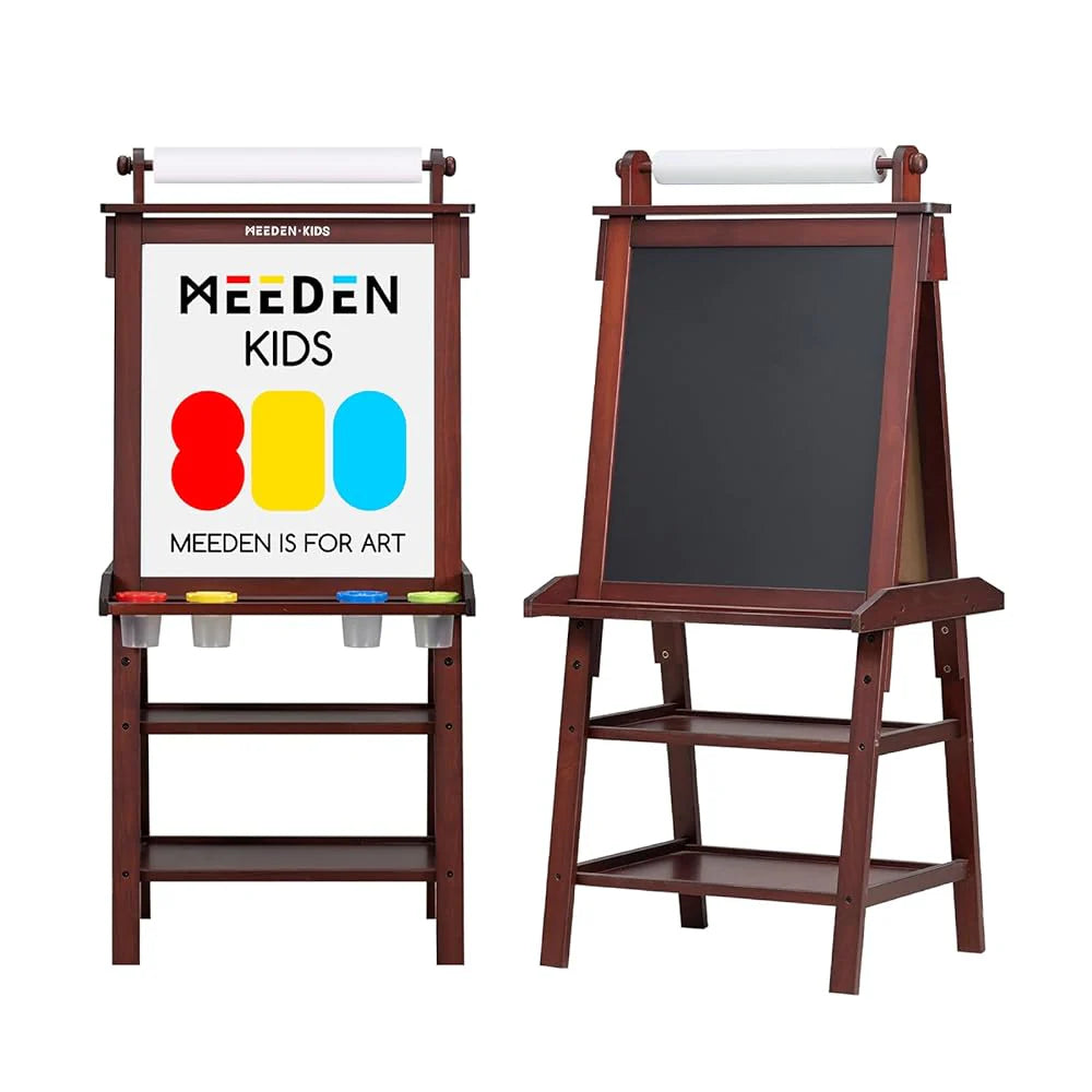 MEEDEN Solid Pine Wood Double-Sided Kids Art Easel -Walnut