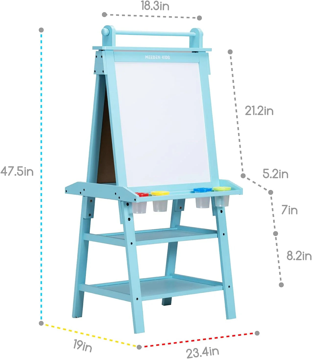 MEEDEN Solid Pine Wood Double-Sided Kids Art Easel -Blue