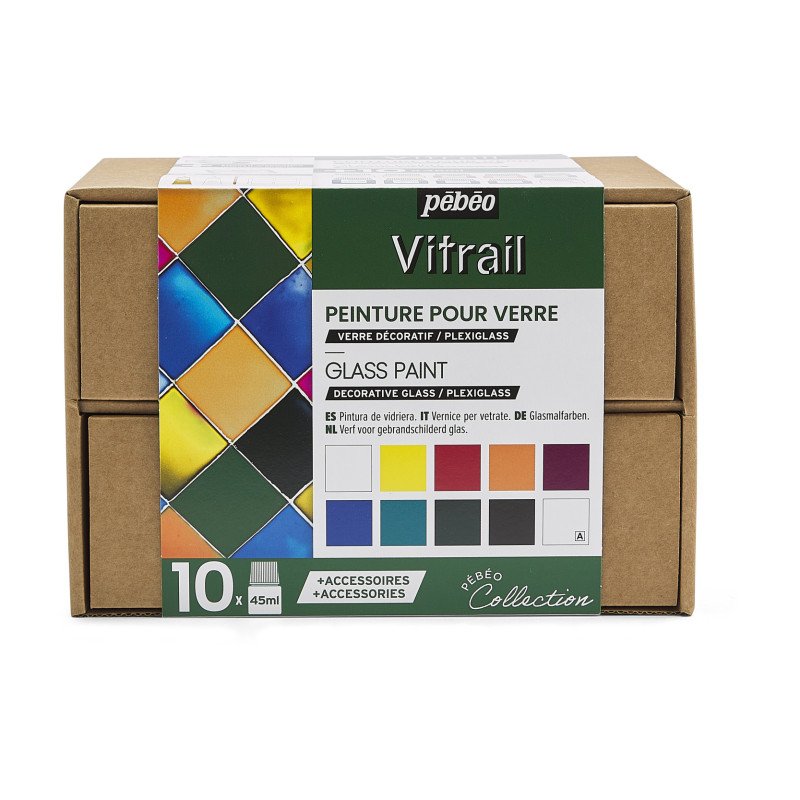 Solvent-based glass paint set - Vitrail TRANSPERANT COLORS