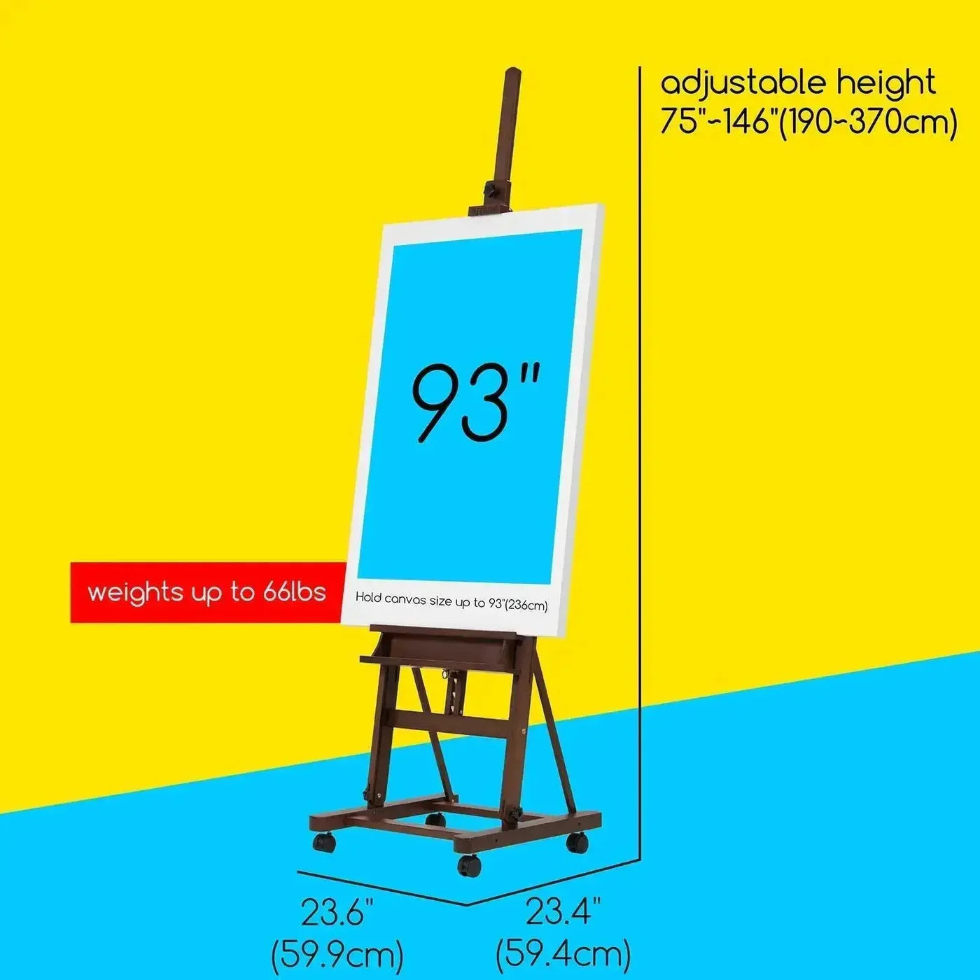 MEEDEN Large H-Frame Artist Easel with Large Tray-Walnut-W02D