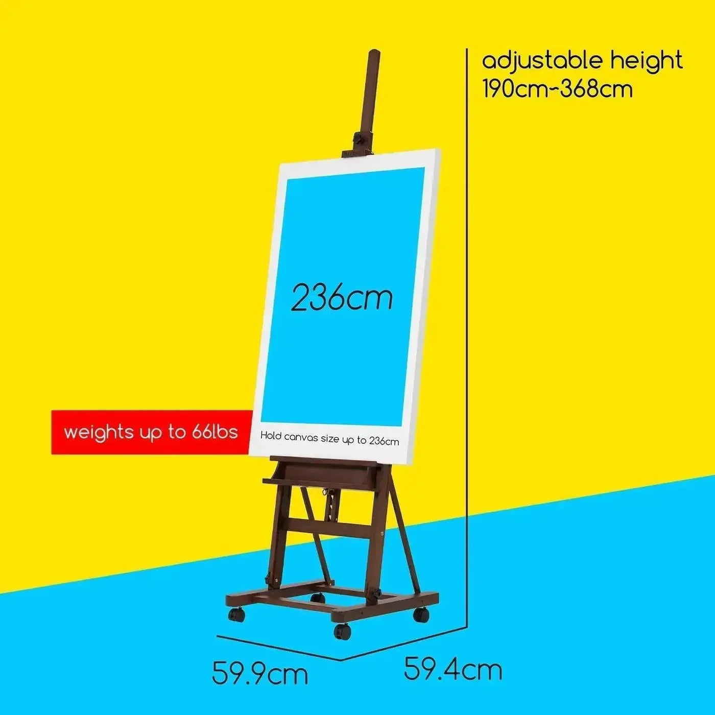 MEEDEN Large H-Frame Artist Easel with Large Tray-Walnut-W02D
