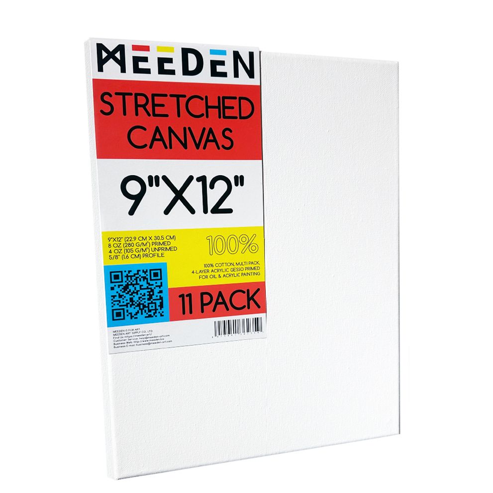 MEEDEN 100% Cotton Stretched Canvas Single and Packs