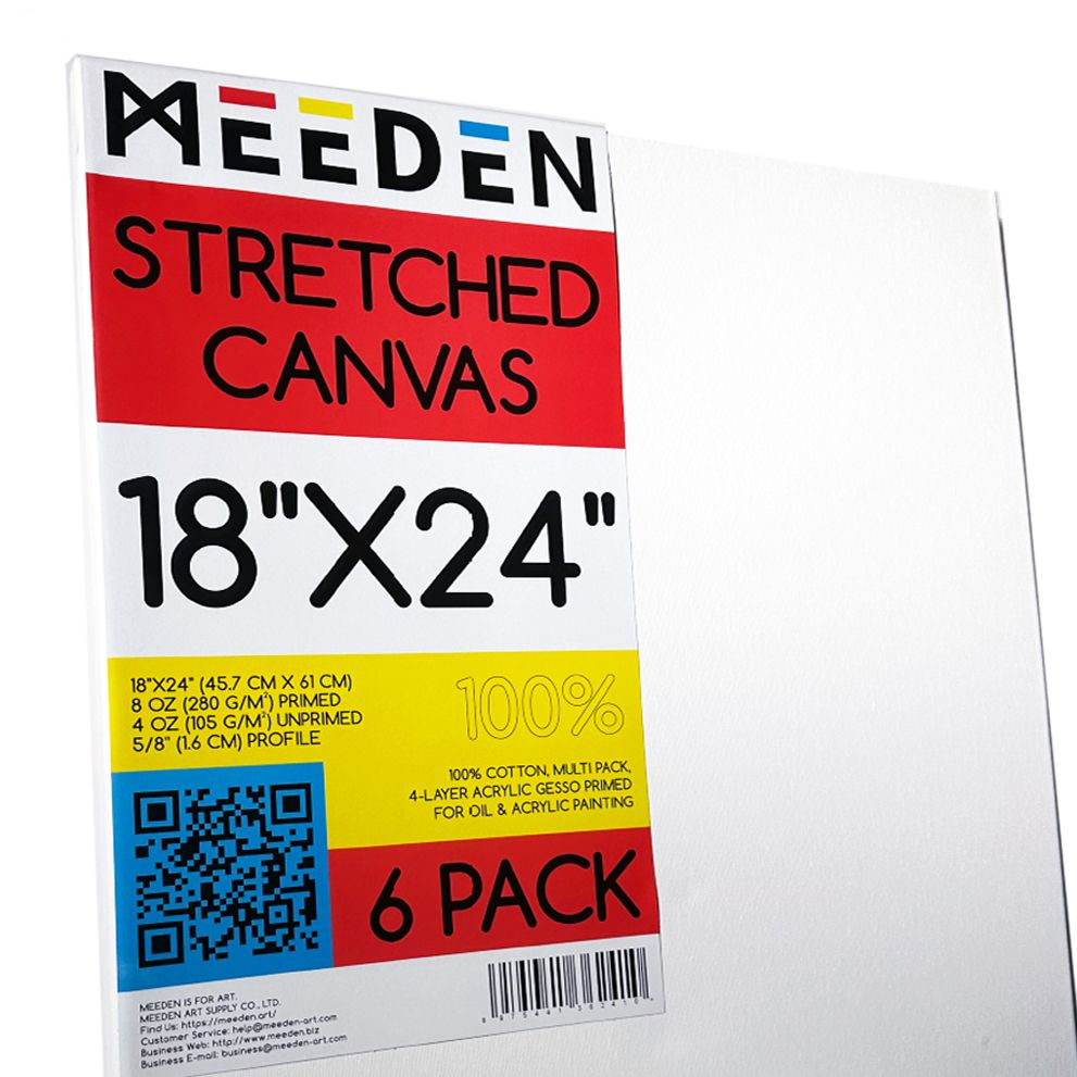 MEEDEN 100% Cotton Stretched Canvas Single and Packs