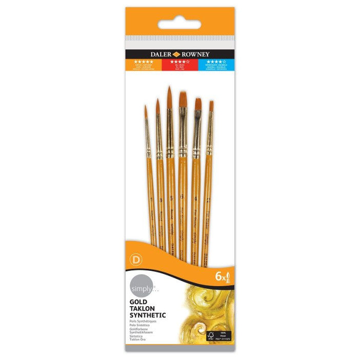 Simply Acrylic Brushes Golden Taklon Sets