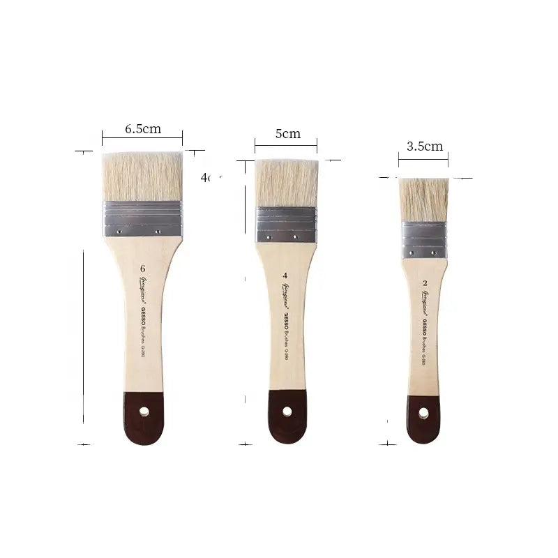 Giorgione G-281 Flat Shape Bristles Hair Wood Handle Gesso Brushes for Acrylic Oil Painting
