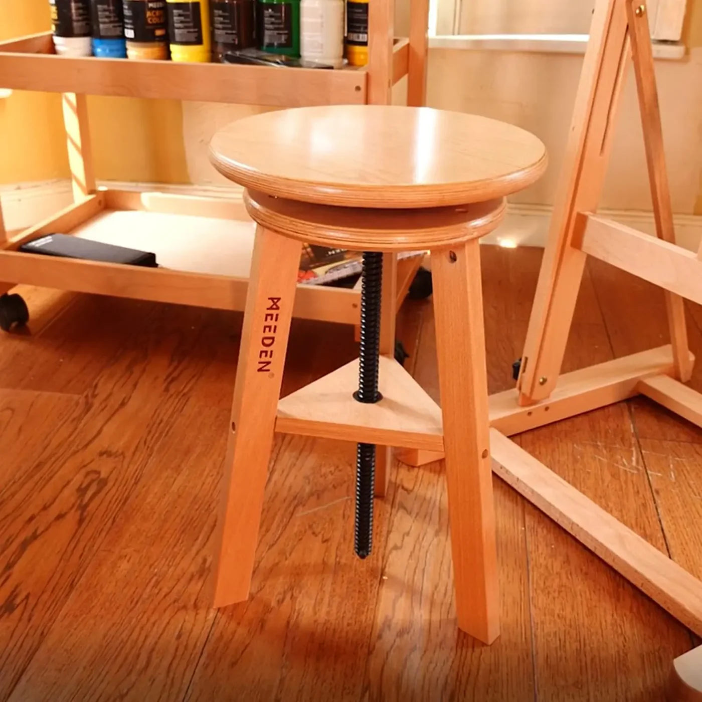 MEEDEN Wooden Drafting Stool with Adjustable Height-Natural-G-005