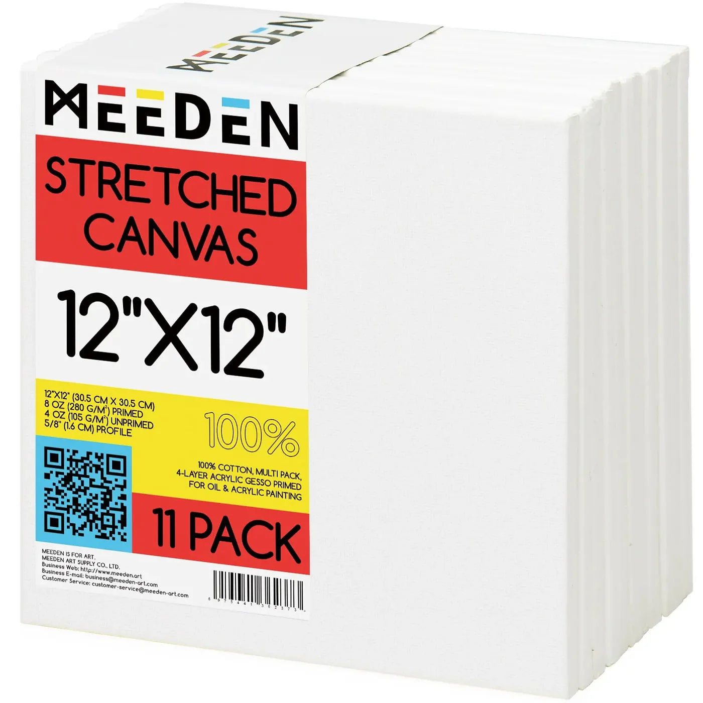 MEEDEN 100% Cotton Stretched Canvas Single and Packs