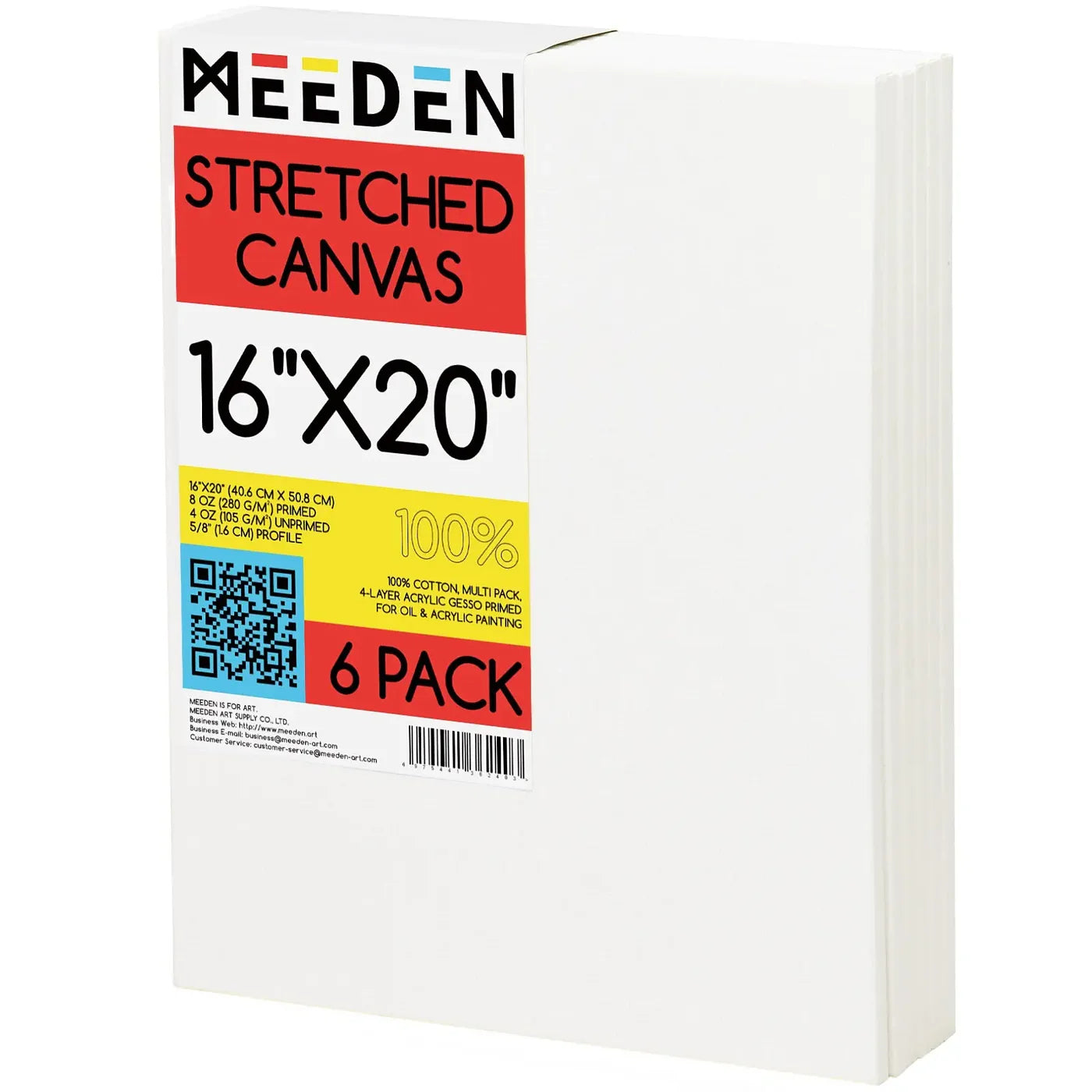 MEEDEN 100% Cotton Stretched Canvas Single and Packs