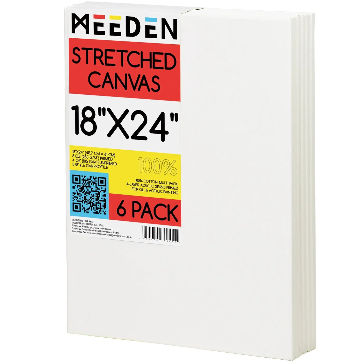 MEEDEN 100% Cotton Stretched Canvas Single and Packs
