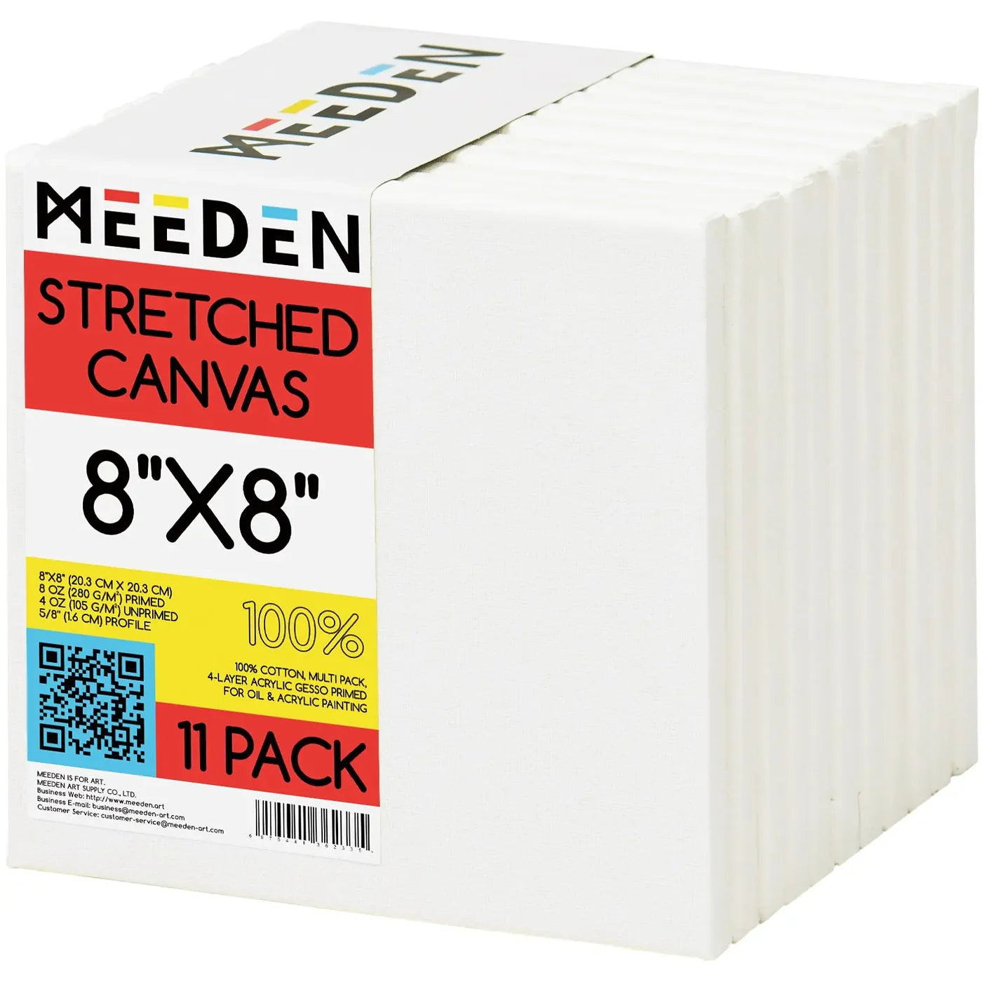 MEEDEN 100% Cotton Stretched Canvas Single and Packs