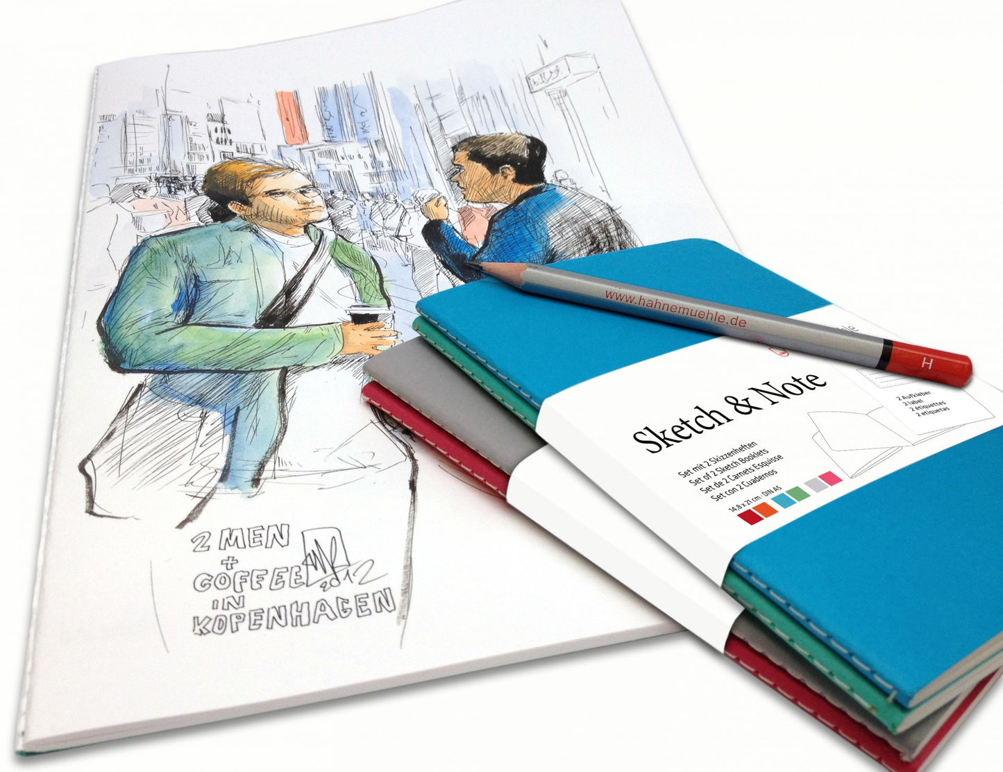 HAHNEMUHLE Sketch & Note 125gsm grey&fuchsia A6 2Booklets 20 sheets