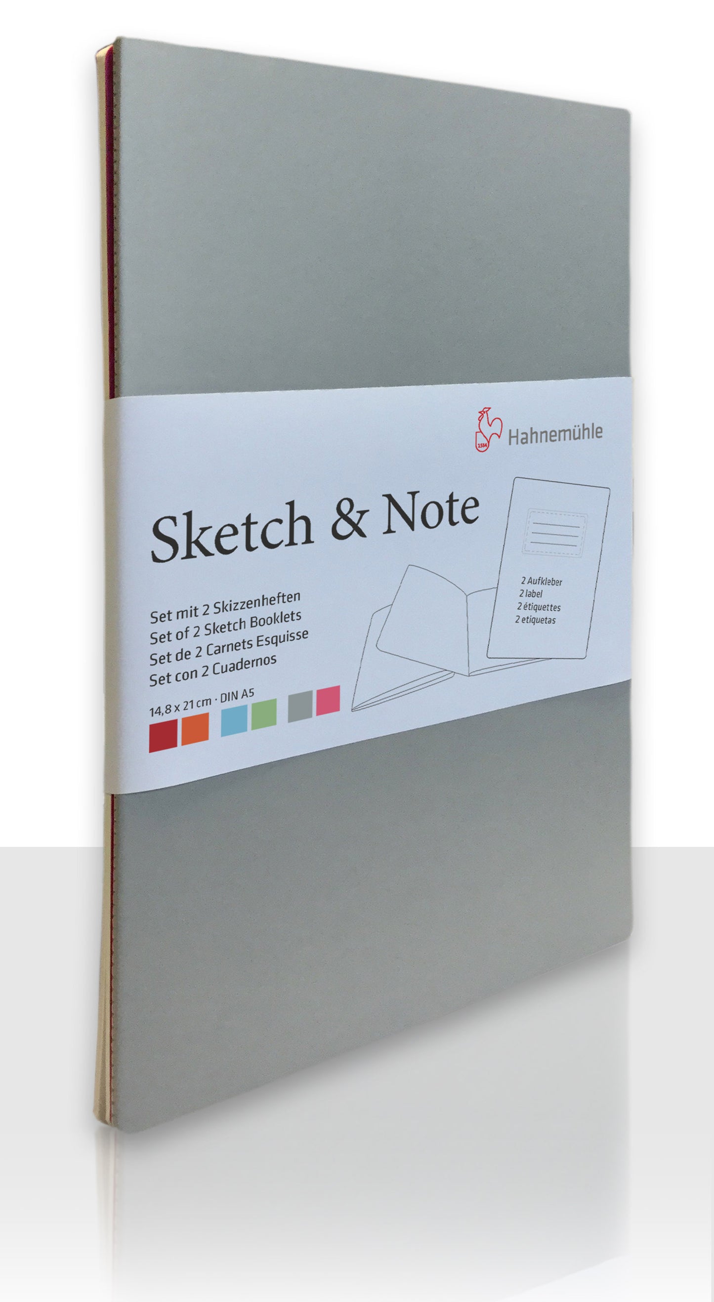 HAHNEMUHLE Sketch & Note 125gsm grey&fuchsia A6 2Booklets 20 sheets