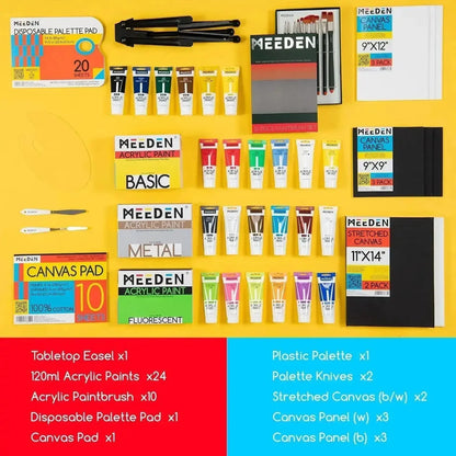 MEEDEN Acrylic Painting Set with Art Accessories, 24 Colors