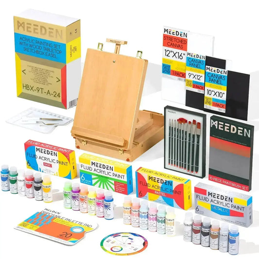 MEEDEN Acrylic Painting Set with Fluid Paint 33 pieces