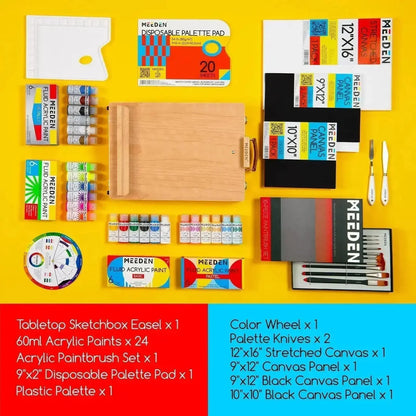 MEEDEN Acrylic Painting Set with Fluid Paint 33 pieces