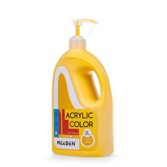 MEEDEN Mid Yellow Acrylic Paint with Pump Lid, 1/2 Gallon / 2L / 67.6 oz