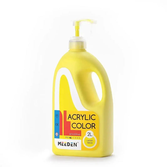 MEEDEN Lemon Yellow Acrylic Paint with Pump Lid, 1/2 Gallon / 2L / 67.6 oz