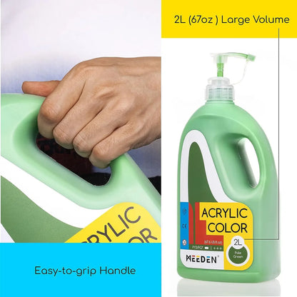 MEEDEN Pale Green Acrylic Paint with Pump Lid, 1/2 Gallon / 2L / 67.6 oz