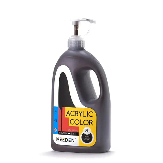MEEDEN Burnt Umber Acrylic Paint with Pump Lid, 1/2 Gallon / 2L / 67.6 oz