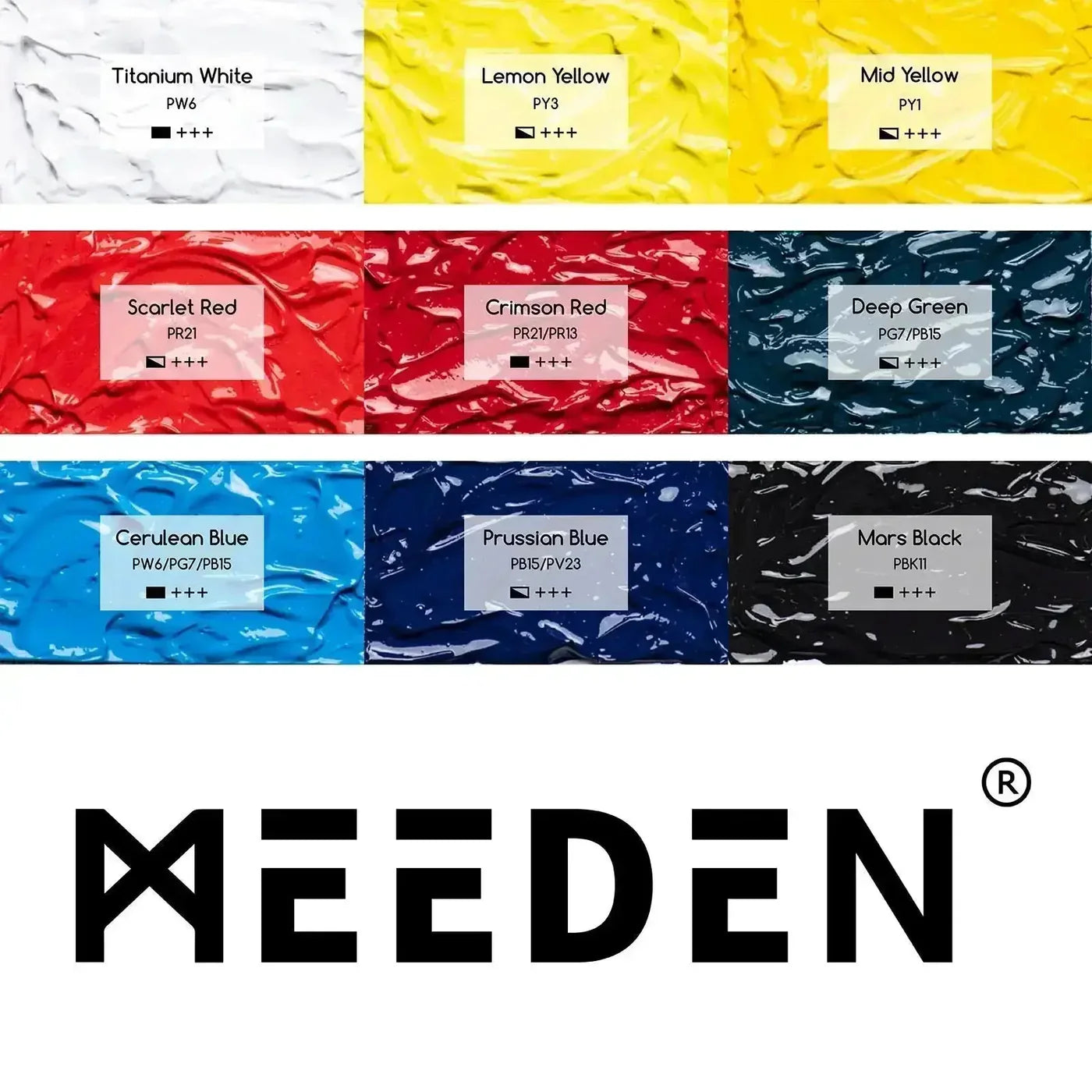 MEEDEN Artist Acrylic Paint Set, 9 Tubes, 60 ml / 2 oz