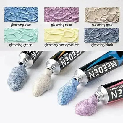 MEEDEN Gleaming Acrylic Paint Set, 6 Tubes, 22 ml / 0.74 oz