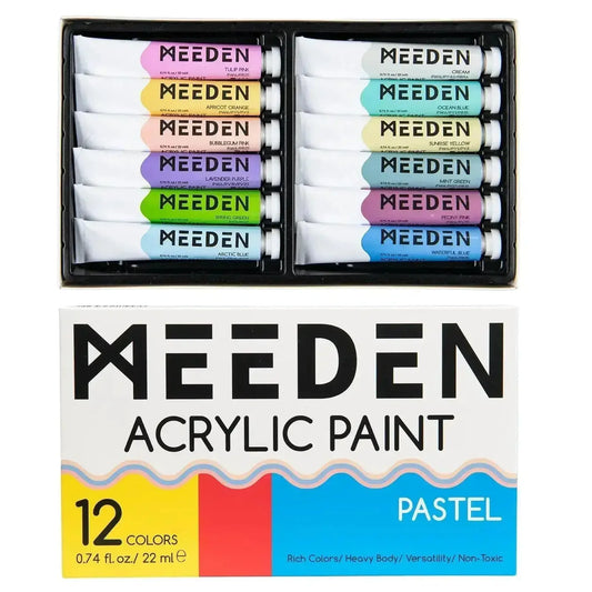 MEEDEN Pastel Acrylic Paint Set, 12 Tubes, 22 ml / 0.74 oz