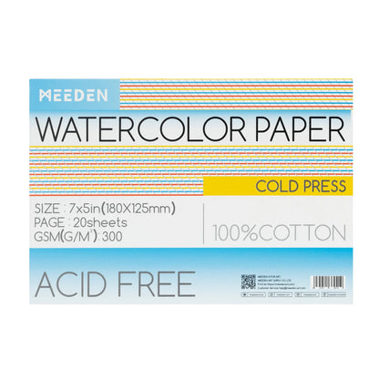 MEEDEN Watercolor Paper Pad 20 Sheets Cold Pressed