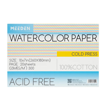 MEEDEN Watercolor Paper Pad 20 Sheets Cold Pressed